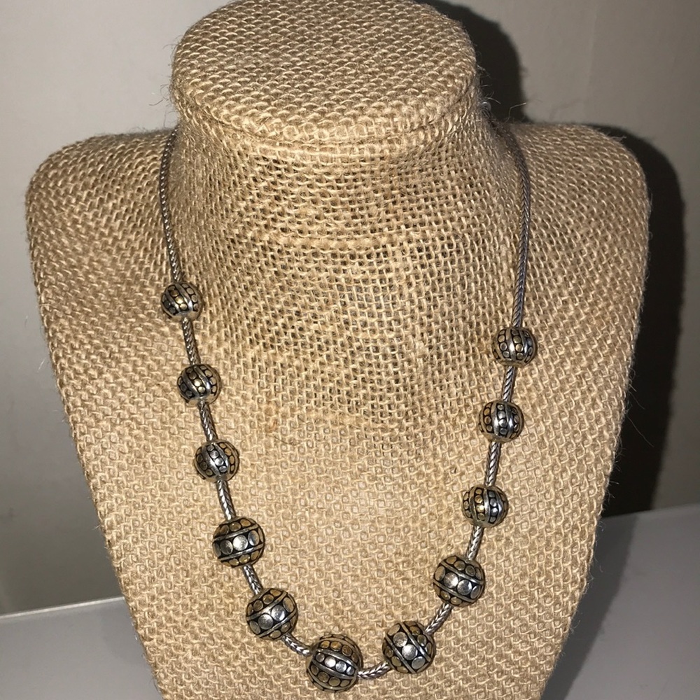 BRIGHTON TEMPLE BEAD 2 Tones Silver Gold NECKLACE - Picture 6 of 7